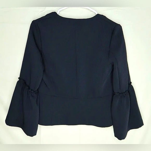 Zara Open Blazer Bell Sleeves Waffle Knit Black Women’s Size XS Extra Small - Picture 6 of 9